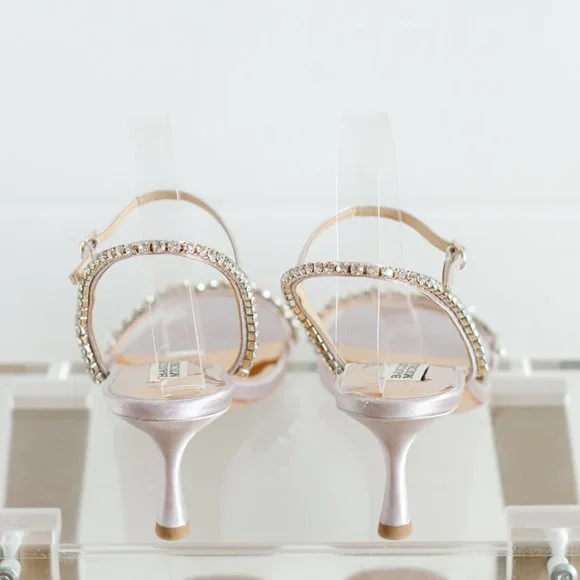 Badgley Mischka Kenya Lavender Satin Kitten Heel Women's 9.5 - Picture 7 of 14